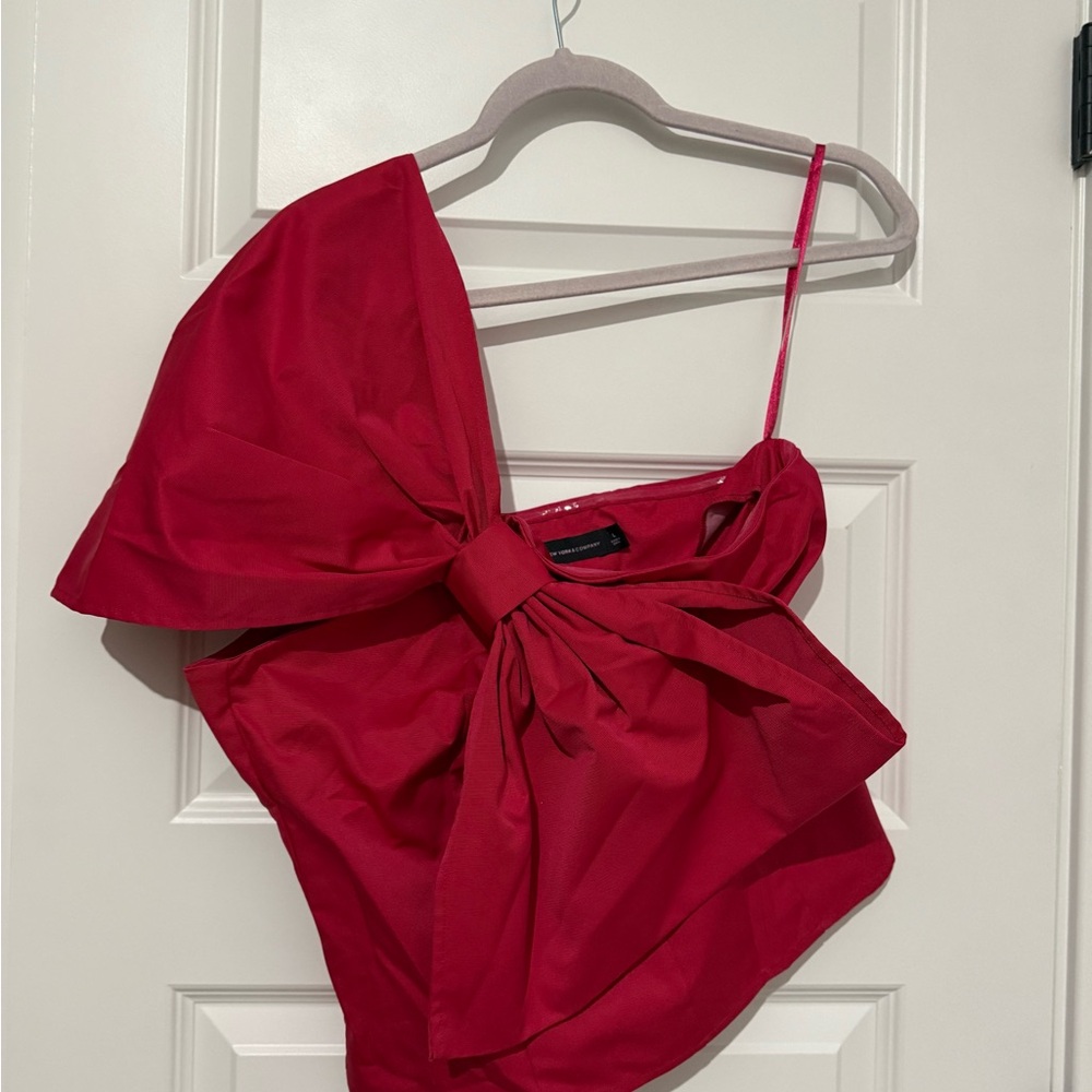 New York & Company Bold Red One-Shoulder Blouse